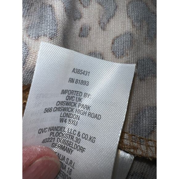 Isaac Mizrahi Live Top Womens Large Stretch Leopard Blouse Swing Tunic Classy - Picture 9 of 11